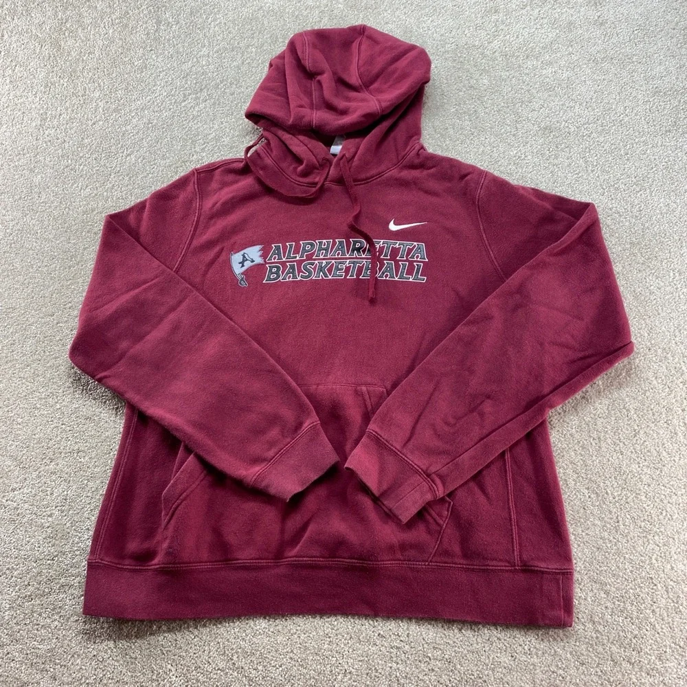 Nike Sweater Mens Size Large Alpharetta Basketball Hoodie‎ Maroon Pullover